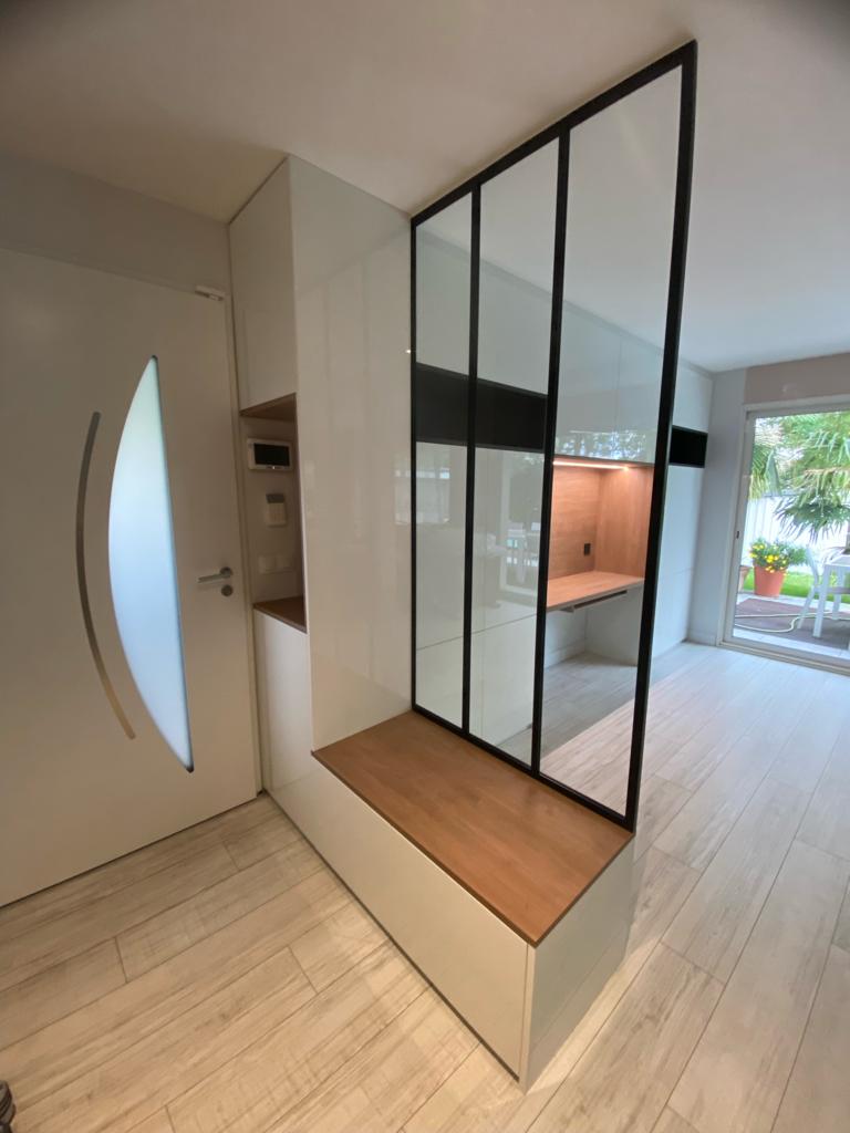 Verrière sérigraphie déstructurée noir avec sous-bassement